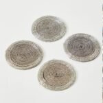 6 قطع  كوستر معدس لون فضي