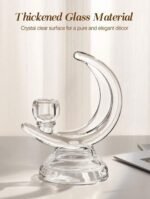 ⁦قطعة واحدة حامل شمعة من الزجاج البلوري الشفاف على شكل هلال⁩ - الصورة ⁦2⁩