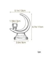 ⁦قطعة واحدة حامل شمعة من الزجاج البلوري الشفاف على شكل هلال⁩ - الصورة ⁦5⁩