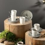 طقم القهوة التركية من لقاء - رمادي و فضي