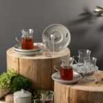 طقم كاسات الشاي  من لقاء - رمادي و فضي