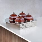 طقم حلوى المرجان 4 قطع خشب وفضي - MD-2123