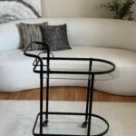 عربة من المعدن ب 2 ارفف زجاجية