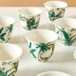 ⁦طقم فناجين قهوة خزف 6 قطع بطبعات طاووس⁩ - الصورة ⁦3⁩