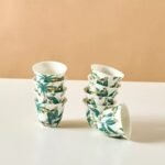 ⁦طقم فناجين قهوة خزف 6 قطع بطبعات طاووس⁩ - الصورة ⁦4⁩