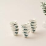 طقم أكواب قهوة خزف صيني 6 قطعة بطبعات نخيل