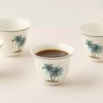 ⁦طقم أكواب قهوة خزف صيني 6 قطعة بطبعات نخيل⁩ - الصورة ⁦2⁩