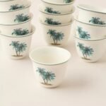 ⁦طقم أكواب قهوة خزف صيني 6 قطعة بطبعات نخيل⁩ - الصورة ⁦3⁩