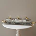 اوعية تقديم ثلاثية مع حامل - حلقة