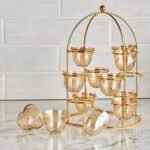 ⁦طقم قهوة زجاجي 13 قطعة - أراس ذهبي- 80 مل، 12 فرد⁩ - الصورة ⁦2⁩