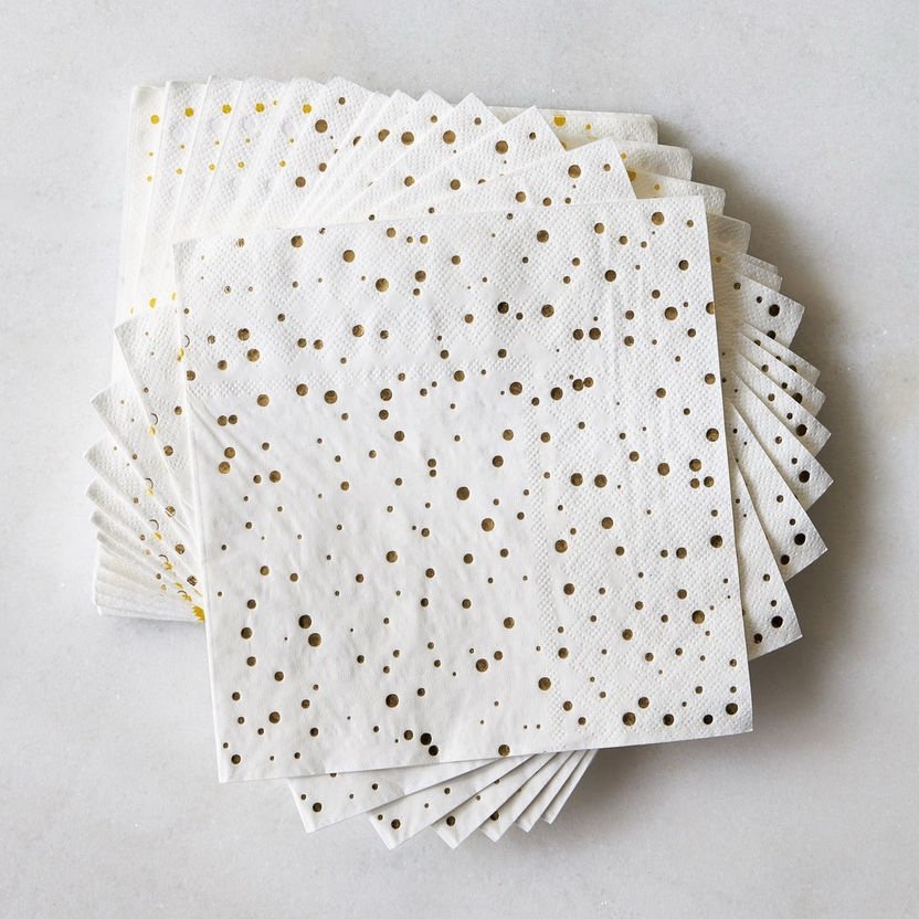 img_7049-3 طقم مناديل سفرة 30 قطعة بتصميم بقع رقائق معدنية- 33x33 سم - الصورة 1