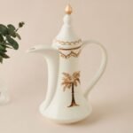 ⁦طقم فناجين قهوة خزف  4 قطع بطبعات نخيل مع إبريق شاي⁩ - الصورة ⁦3⁩