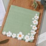 مناديل 20 قطعة - ملونة مزخرفة بحرير زهور