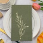 مناديل 20 قطعة - باللون الاخضر ونقش ذهبي