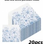 مناديل 20 قطعة - ازرق وابيض