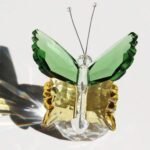قطعة واحدة تمثال فراشة بلورية - اصفر اخضر