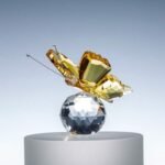 قطعة واحدة تمثال فراشة بلورية - اصفر