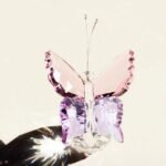 قطعة واحدة تمثال فراشة بلورية - الارجوانبي الوردي