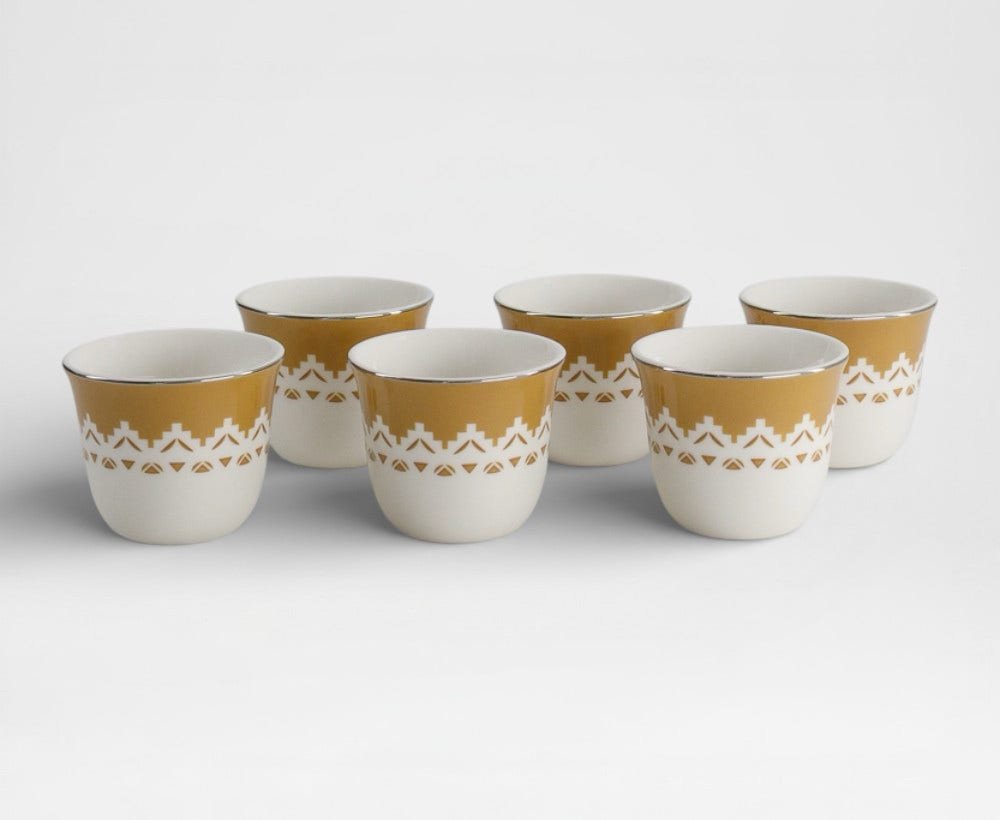 img_7952-3 طقم فناجين قهوة 6 قطع زايا - 70 مل - بني/أبيض - الصورة 1