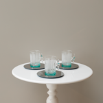 طقم 6 كاسات شاي 6 اكواب قهوة بقاعدة تيفاني