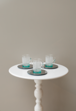 طقم 6 كاسات شاي 6 اكواب قهوة بقاعدة تيفاني