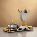 مبخرة مكونة من 4 قطع - فضي مطفي