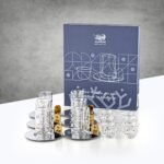 طقم شاي وقهوة - 12 قطعة - أبيض ونقشة ذهبية