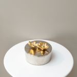 علبة مكسرات معدن هندي - اوركيد ذهبي