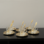 طقم 6 شاي بقاعدة ذهبية