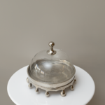 ستاند تقديم فضي بغطاء زجاجي - حجم صغير