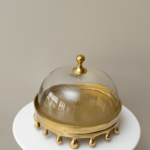 ستاند تقديم ذهبي بغطاء زجاجي - حجم كبير