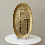 مترد تقديم نقش نخلة - حجم كبير - ذهبي