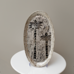 مترد تقديم نقش نخلة - حجم كبير - فضي