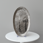 مترد تقديم نقش نخلة - حجم متوسط - فضي