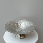 مترد تقديم مطروق بالقاعدة - فضي حجم كبير