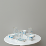 طقم 6 شاي 6 قهوة - حروف عربية بلون ازرق