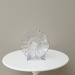 صحن تقديم زجاج نقش وردة بمقاس 16 - حافة فضية