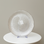 صحن عشاء زجاج دائري بمقاس27سم  - حافة فضية