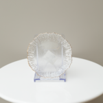 صحن تقديم زجاج بنقشة مزخرفة حجم صغير بمقاس14 سم - حافة ذهبية