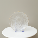 صحن تقديم زجاج بنقشة حلزونية  بمقاس 21 سم– حافة ذهبية