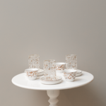 طقم 6 شاي 6 قهوة - حروف عربية بلون الاورنج