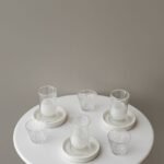 طقم 6 شاي 6 قهوة دبل قلاس - ابيض
