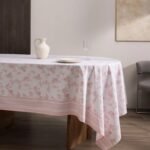 Aurel مفرش طاولة قطني - لون بودرة (وردي فاتح) - 160×160 سم
