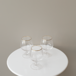 طقم 6 كاسات زجاج حافة ذهبية