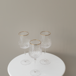 طقم 6 كاسات زجاج حافة ذهبية