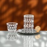 طقم شاي وقهوة - 12 قطعة - شفاف بحافة بيضاء