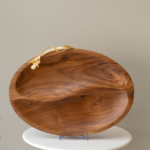 مترد تقديم خشبي هندي - بديكور فراشة ذهبية