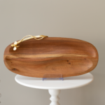 مترد تقديم خشبي بيضاوي - وردة ذهبية