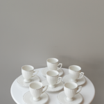 طقم فناجين قهوة - ابيض خط فضي