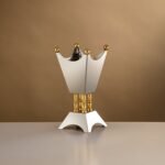 مبخرة 22 سم بلمسة فضي مطفي ذهبي